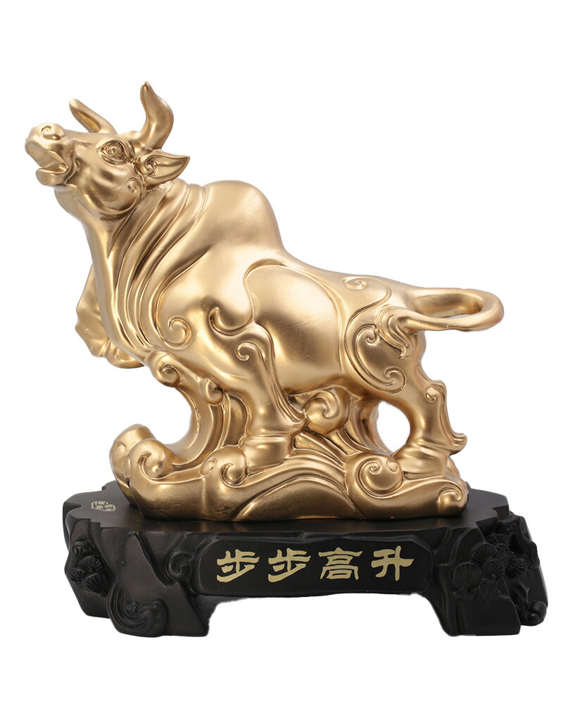 牛 丑 財勢如虹 風水 置物 銅製 開運 金運 財運 招財 風水牛 牛の置物