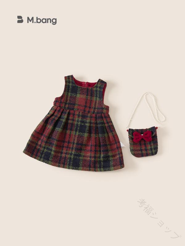 ジャンパースカート 女の子 ガールズ キッズ ベビー 子供服 チェック柄 ベストワンピース 裏起毛 暖かい 秋冬 スクール風 Aライン レッド ポリエステル 普段使い お出かけにも最適な軽量素材で快適な着心地
