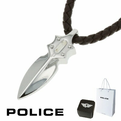 ネックレス ポリス POLICE IMPACT インパクト gn0036702 ペンダント ネックレス ステンレス 316L サージカルステンレス レザー アロー 矢尻 シルバー ブラウン メンズ 芸能人 着用 モデル カタログ 掲載 男性 ギフト プレゼント 新品 正規品