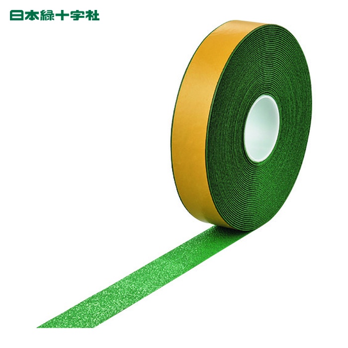 日本緑十字社 高耐久ラインテープ(反射+滑り止めタイプ) 緑 SVH-50G 50mm幅×20m 両端テーパー構造 屋内外兼用 (1巻) 105222