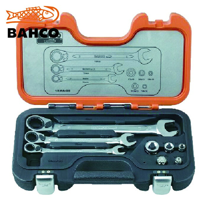 バーコ BAHCO 1RMA/S8 ラチェットコンビレンチ&アダプターセット (1S)|工具ランドこだわり館
