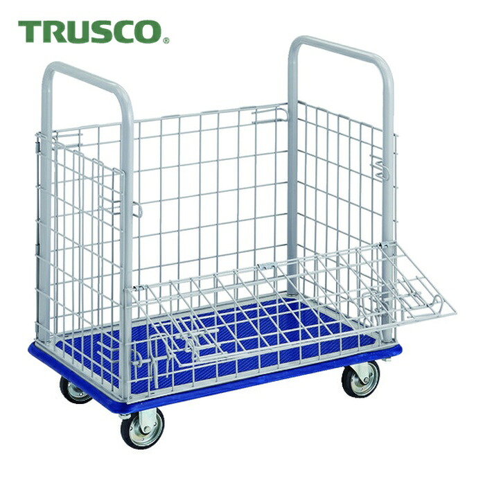 トラスコ TRUSCO 押しつける製手押し車 ドンキーカート 金網付740×480 (1台) 107N