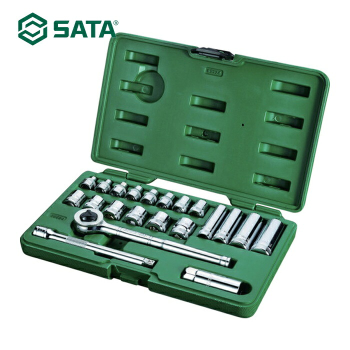 SATA 9524 6角ソケットレンチセット 差込角9.5mm(22点) (1S)