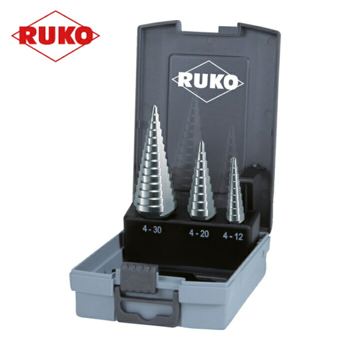 RUKO 101326RO 3枚刃踏み段せん孔機 3本組書き割り ハイス (1S)