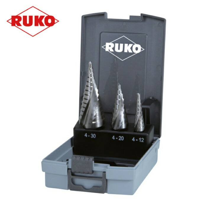 RUKO 101026RO 2枚刃スパイラルステップドリルセット 3本組 ハイス (1S)