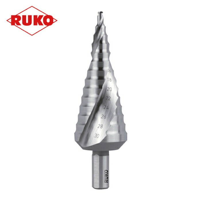 RUKO 101052 2枚刃スパイラルステップドリル 30粍 ハイス (1本)