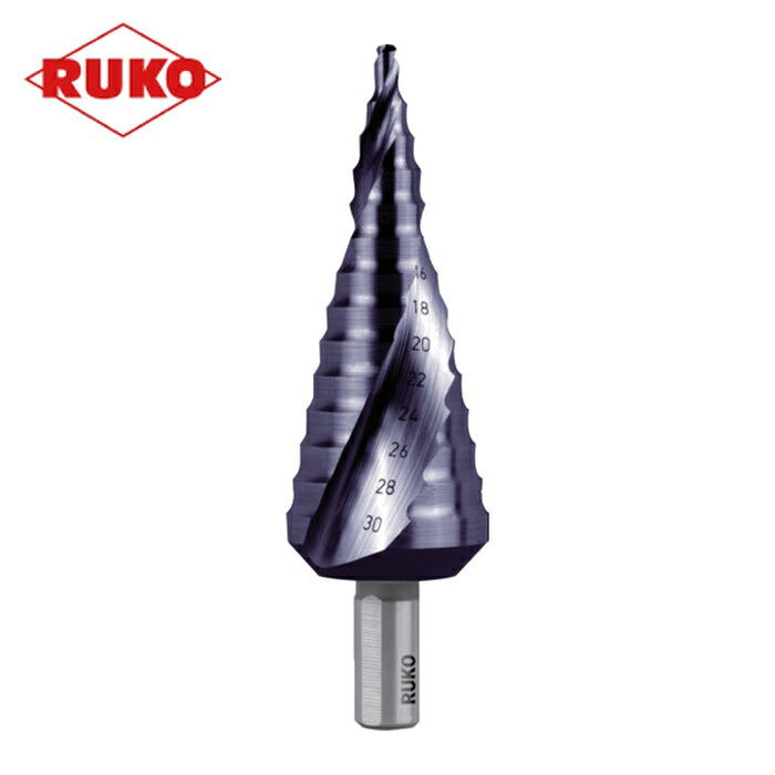 RUKO 101052F 2枚刃スパイラルステップドリル 30mm チタンアルミニウム (1本)