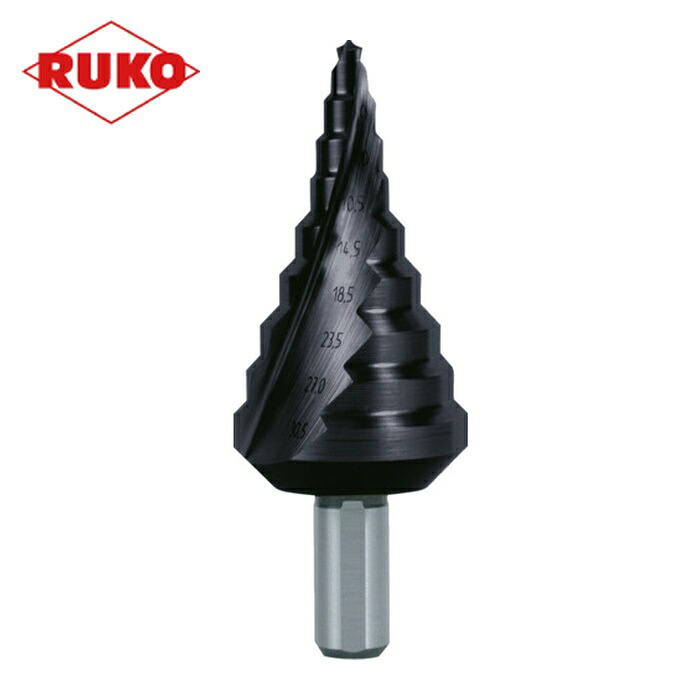 RUKO 101093F 2枚刃スパイラルステップドリル 30.5mm チタンアルミニウム (1本)