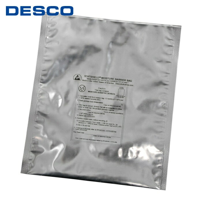 DESCO デスコ 13964 ESDバッグ、防湿、アルミ箔、IPC/JEDEC、 0.1mm x 406mm x 457mm、入数100 (1Pk)