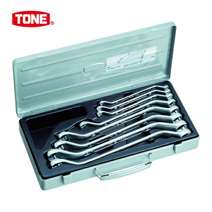 TONE トネ 2800M ロング両口めがねレンチセット(45&deg;) 8点セット 3.7kg (1S)｜工具ランドこだわり館