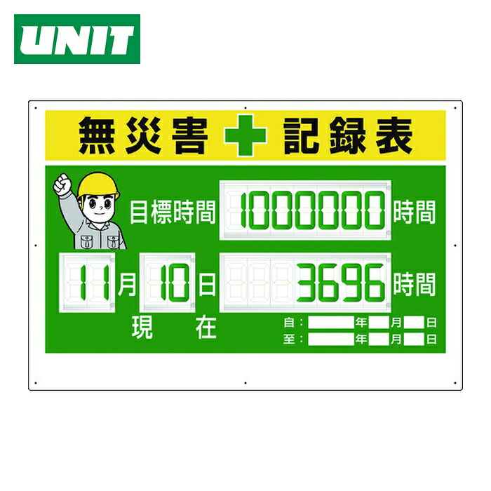 ユニット UNIT デジタル数字型無災害記録表 数字板固定式 (1台) 315-18A|工具ランドこだわり館