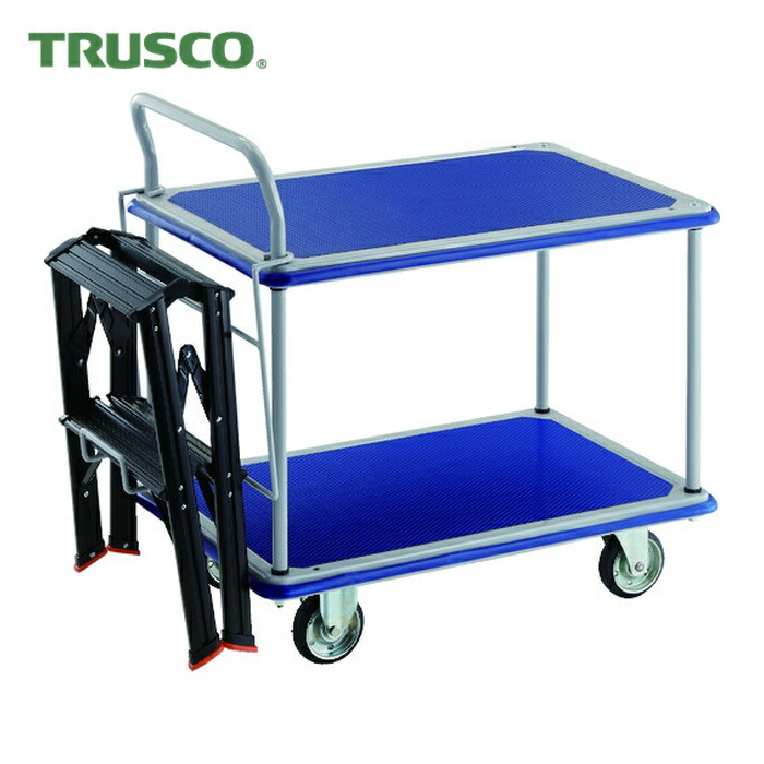 トラスコ TRUSCO プレス製台車 ドンキーカート 2段式片袖タイプ810×510 TSAF-2BK付 (1台) 304N-TSAF2-BK