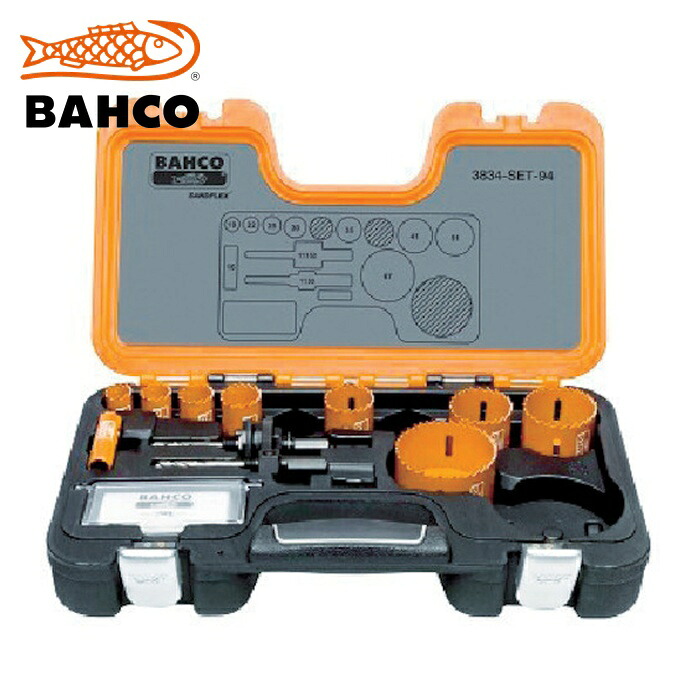 バーコ BAHCO 3834-SET-94 替刃式バイメタルホルソー セット 16、19、22、25、30、35、41、51、67mm (1S)