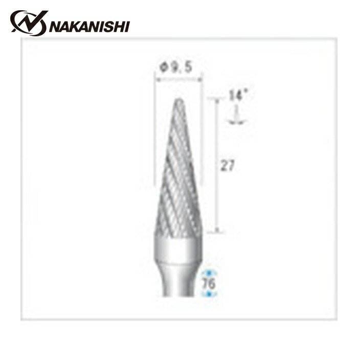ナカニシ 21542 チタン厚地の外套超硬截断機 テーパー先丸型 ダブルとり捨てる φ10×30×軸φ6 14° (1本)