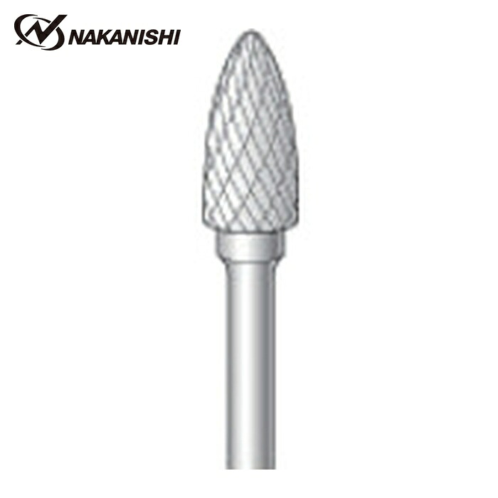 ナカニシ 24729 逆回転用超硬カッター 砲弾型 ダブルカット φ6.3×13×軸φ3 (1本)