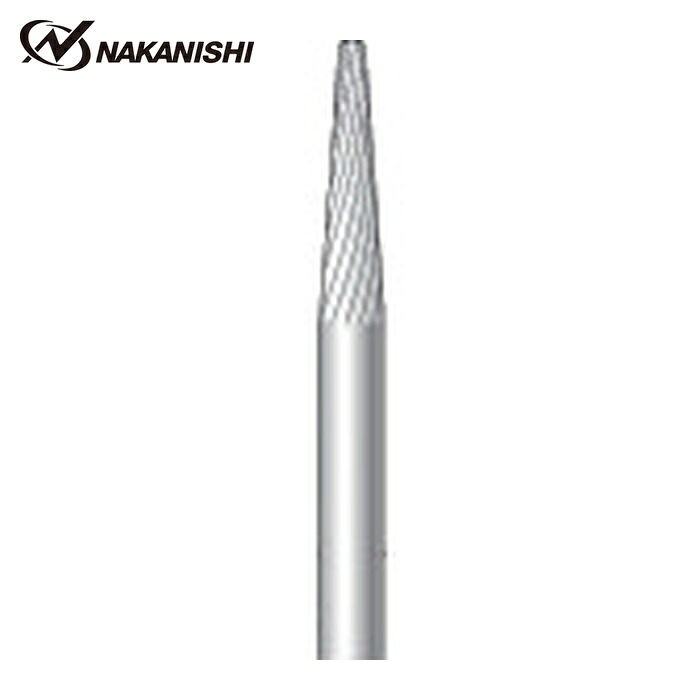 ナカニシ 21296 チタンコート超硬カッター テーパー先丸型 シングルカット φ3×12.7×軸φ3 8° (1本)