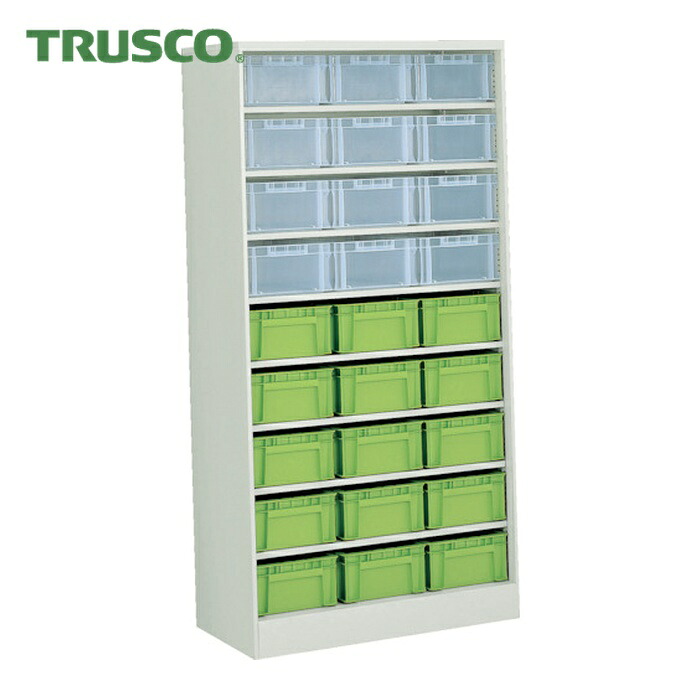 トラスコ TRUSCO コンテナラックケース バンラックケース CF型 F-2TMX12個F-2GRX15個付 (1台) 608CF-B12TMB15GR