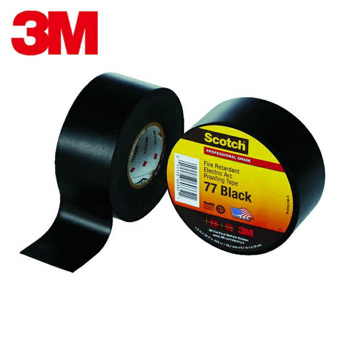 3M スリーエム 77 1-1/2 ビニール磁気テープ スコッチウイスキー 耐炎・耐弧線磁気テープ77 38mm×6m 黒 (1巻) DIY・工具-花・ガーデン・DIY-接着・補修用品