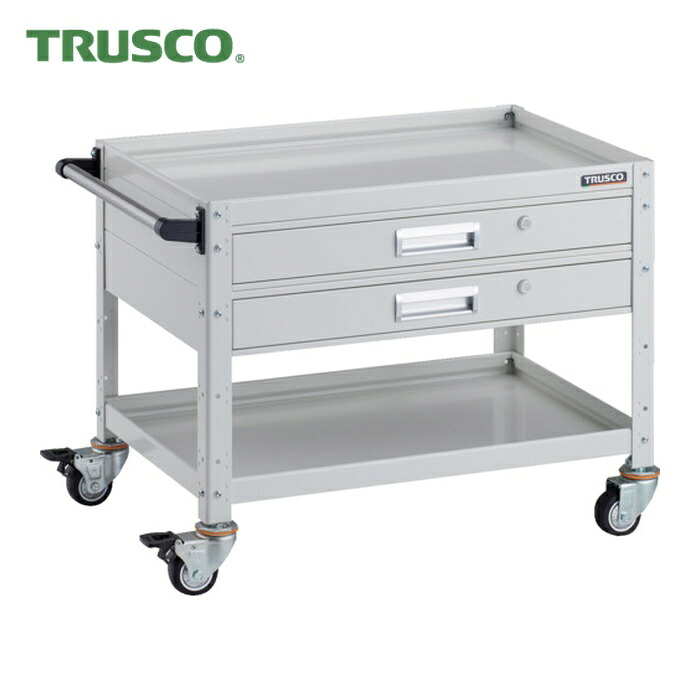 トラスコ TRUSCO ツールワゴン バーディワゴン 750×500 引出2段付 ウレタン車輪 ホワイト (1台) BDW-672V2U-W|工具ランドこだわり館