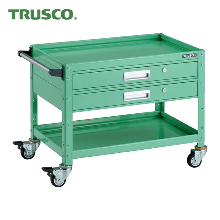 トラスコ TRUSCO ツールワゴン バーディワゴン 750×500 引出2段付 ウレタン車輪 ヤンググリーン (1台) BDW-672V2U-YG|工具ランドこだわり館