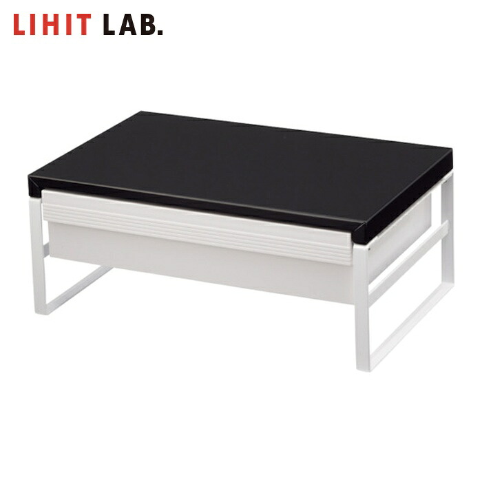 LIHIT LAB. デスクボード 机上台(幅390mm・引出し付ハイタイプ) 黒 (1台) A7342-24