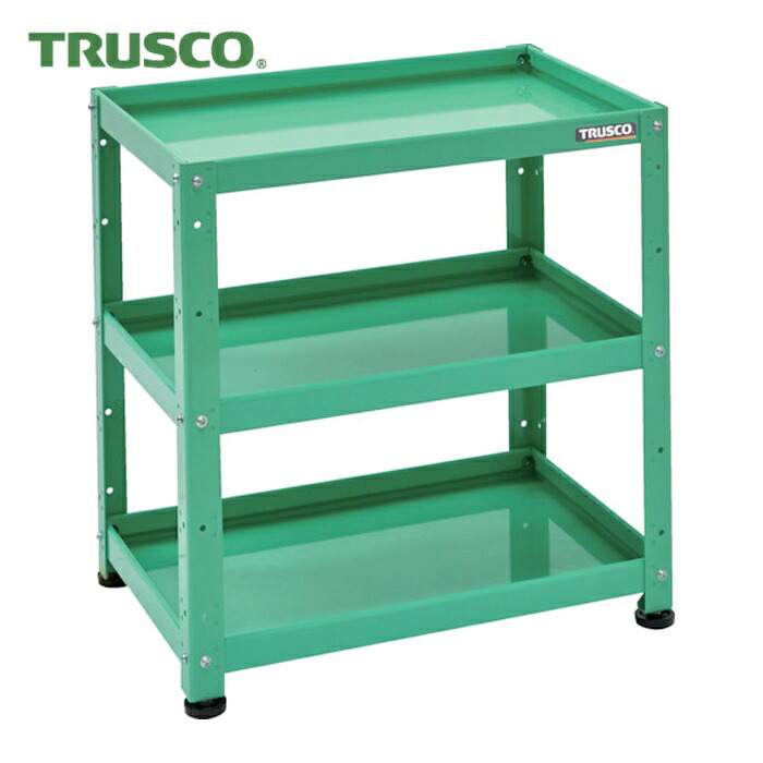 トラスコ TRUSCO 小型雄捩子式棚 バーディワゴンラック型 600X400 3段 若い衆緑であること (1台) BDW-R763-YG