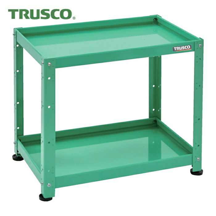 トラスコ TRUSCO 小型雄捩子式棚 バーディワゴンラック型 600X400 2段 若い衆緑であること (1台) BDW-R662-YG