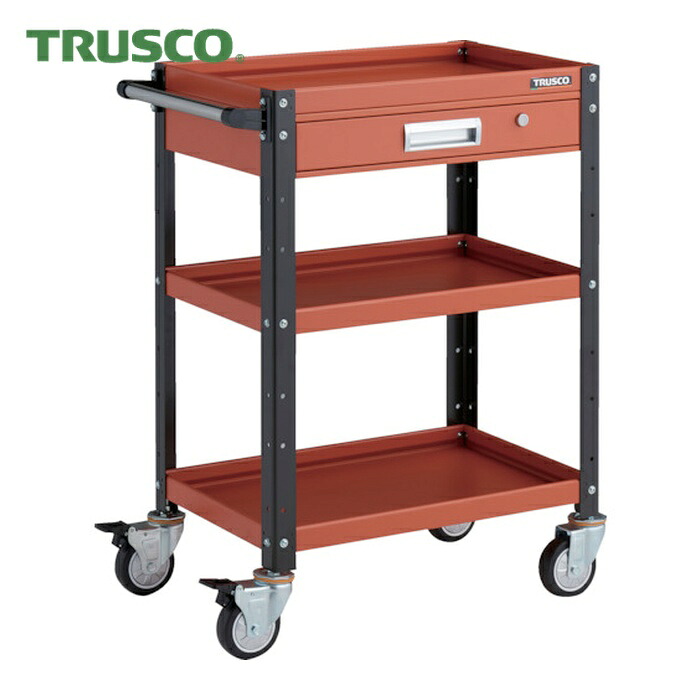 トラスコ TRUSCO ツールワゴン バーディワゴン 600X400 引出付 ウレタン車輪 オレンジ/ブラック (1台) BDW-963VU-ORBK