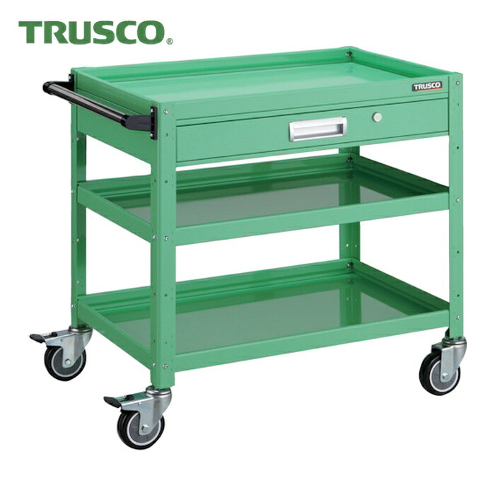 トラスコ TRUSCO ツールワゴン バーディワゴン 750X500 引出付 ウレタン車輪 ヤンググリーン (1台) BDW-773VU-YG｜工具ランドこだわり館