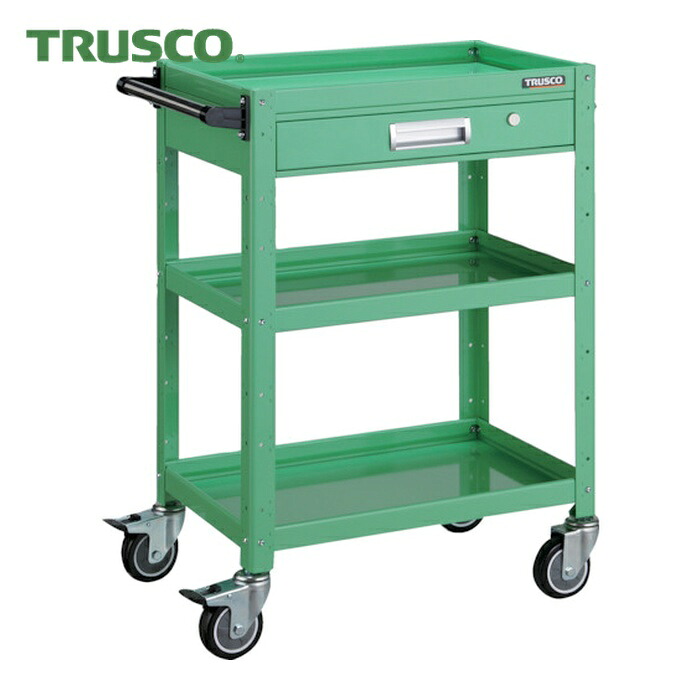 トラスコ TRUSCO ツールワゴン バーディワゴン 600×400 引出付 ウレタン車輪 ヤンググリーン (1台) BDW-963VU-YG