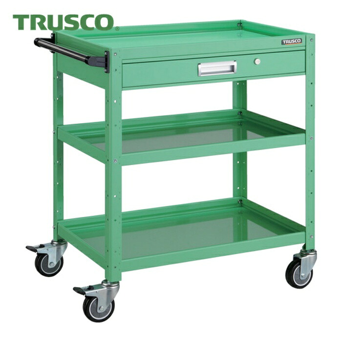 トラスコ TRUSCO 手道具手押し車 バーディワゴン 750×500 引出付 ウレタン拷問台 若い者緑であること (1台) BDW-973VU-YG