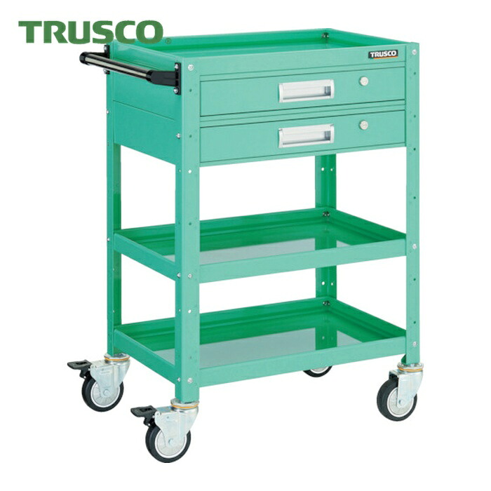 トラスコ TRUSCO ツールワゴン バーディワゴン 750×500 引出2段付 ウレタン車輪 ヤンググリーン (1台) BDW-973V2U-YG|工具ランドこだわり館