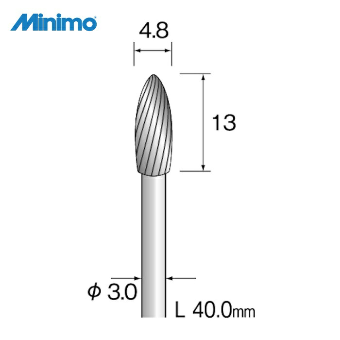 ミニター Minimo BC2241 超硬カッター スパイラルカット Φ4.8 (1本)