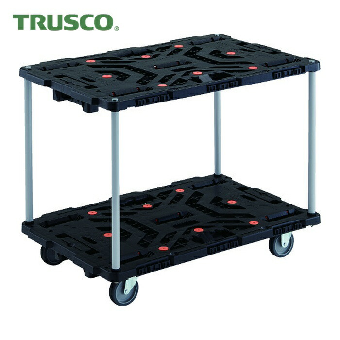 トラスコ TRUSCO 連結式樹脂製2段台車 ビートル 900X600 自在3輪 ハンドルなし (1台) BT920J3-E100