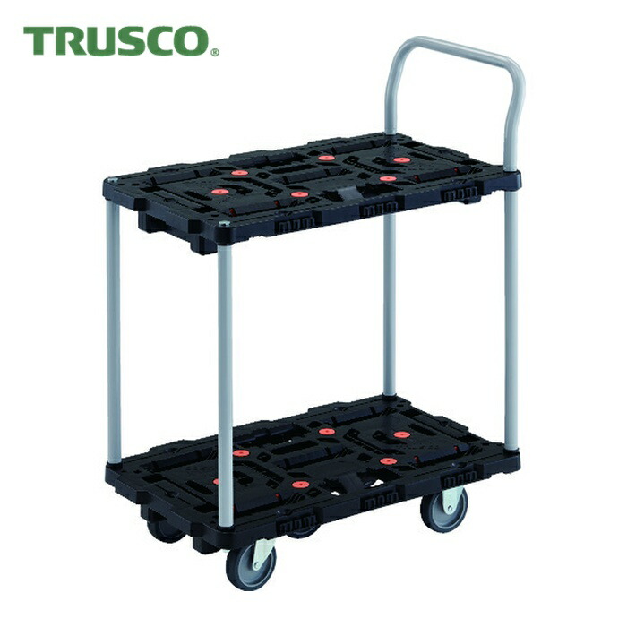 トラスコ TRUSCO 連結式樹脂製2段台車 ビートル 700X450 自在3輪 とめたろう ハンドル付 (1台) BT724J3-E100T 13,976円