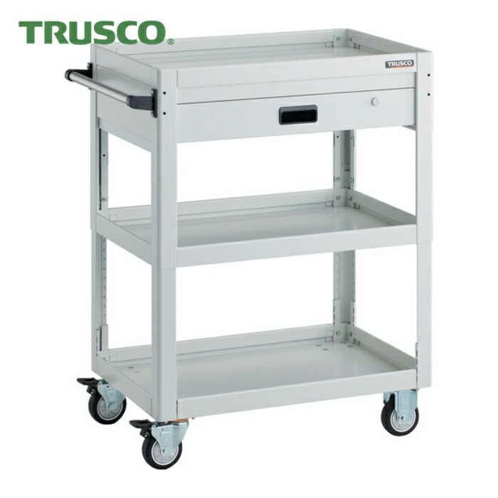 トラスコ TRUSCO ツールワゴン ドルフィン 高さ調節式 750X500 1段引出 ホワイト ウレタン車輪 (1台) DLWS-A973VU-W
