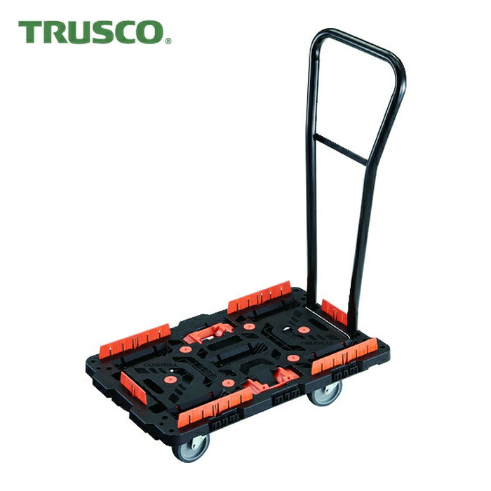 トラスコ TRUSCO 連結式樹脂製平台車 ビートル 700X450 自在5輪 脱着式ハンドル付 コボレ止めセット とめたろう付 (1台) BT700KJ5H-E100T