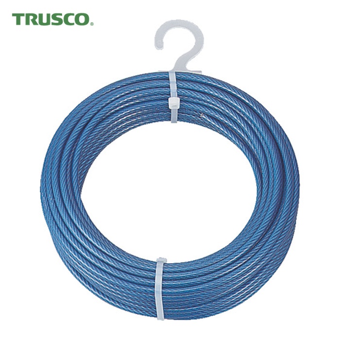 トラスコ TRUSCO メッキ付ワイヤーロープ PVC被覆タイプ Φ4(6)mmX30m (1巻) CWP-4S30