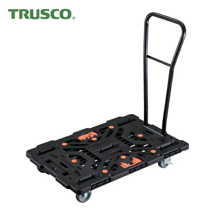 トラスコ TRUSCO 連結式樹脂製平台車 ビートル 900X600 自在5輪 内2輪ストッパー付 脱着式ハンドル付 とめたろう付 (1台) BT900J5S2H-E100T