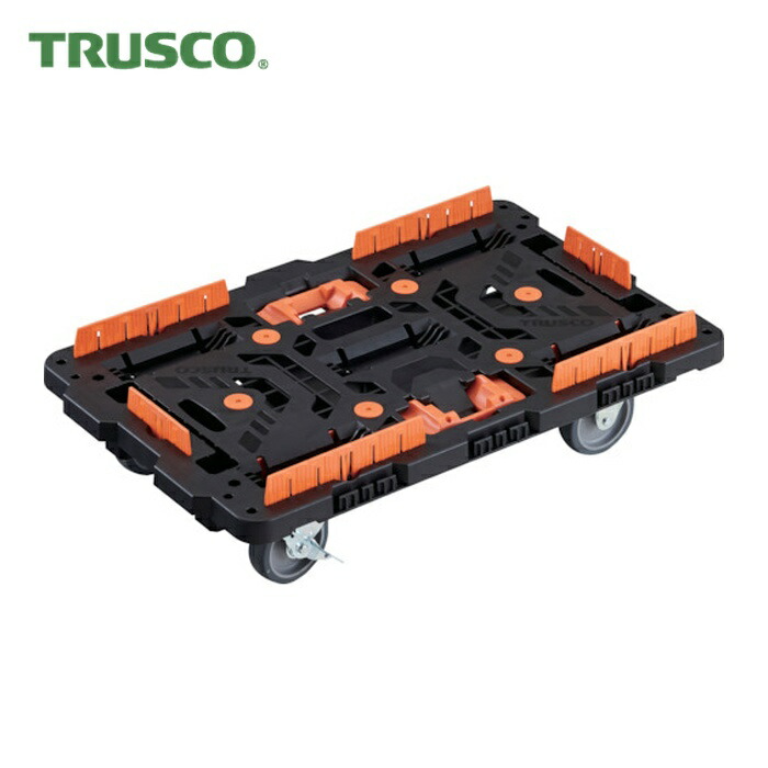 トラスコ TRUSCO 連結式樹脂製平台車 ビートル 700X450 自在3輪 内2輪ストッパー付 コボレ止めセット とめたろう付 (1台) BT700KJ3S2-E100T