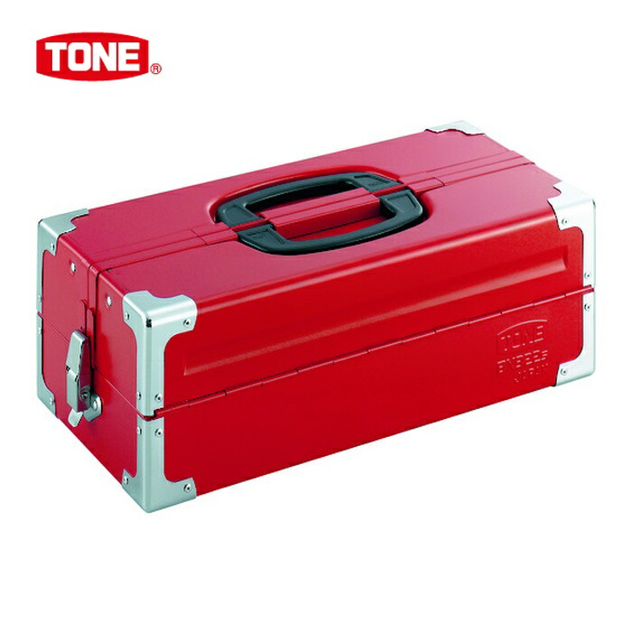 TONE トネ BX322S ツールケース(メタル) V形2段式 433X220X160mm レッド (1個)