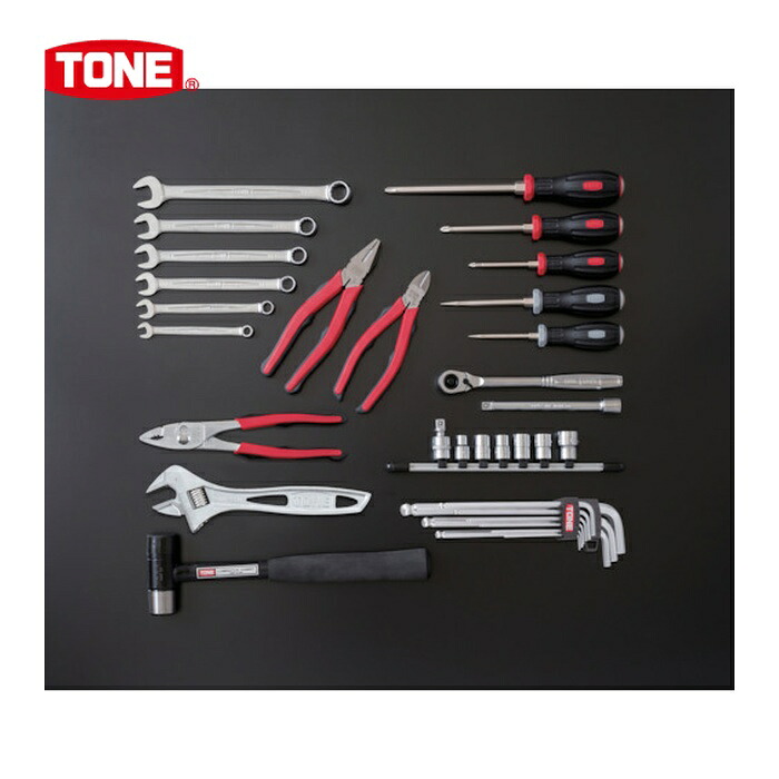 TONE トネ CS310C 整備用工具セット シャッター付サービスボード 工具一式のみ 35点セット (1S)|工具ランドこだわり館