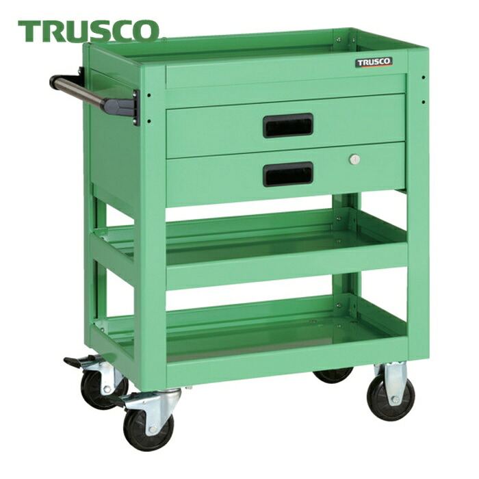 トラスコ TRUSCO 手道具手押し車 海豚 600X400 2段引き出し 若い者緑であること (1台) DLWS-763X-YG