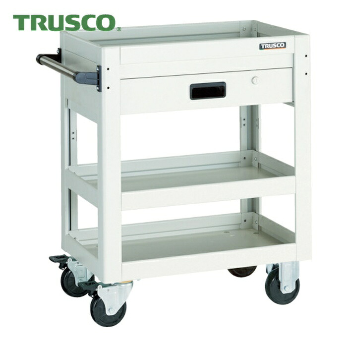 トラスコ TRUSCO 手道具手押し車 海豚 750X500 1段引き出し 白いこと (1台) DLWS-773V-W