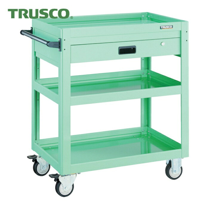 トラスコ TRUSCO ツールワゴン ドルフィン 600×400 1段引出 ウレタンキャスター ヤンググリーン (1台) DLWS-963VU-YG