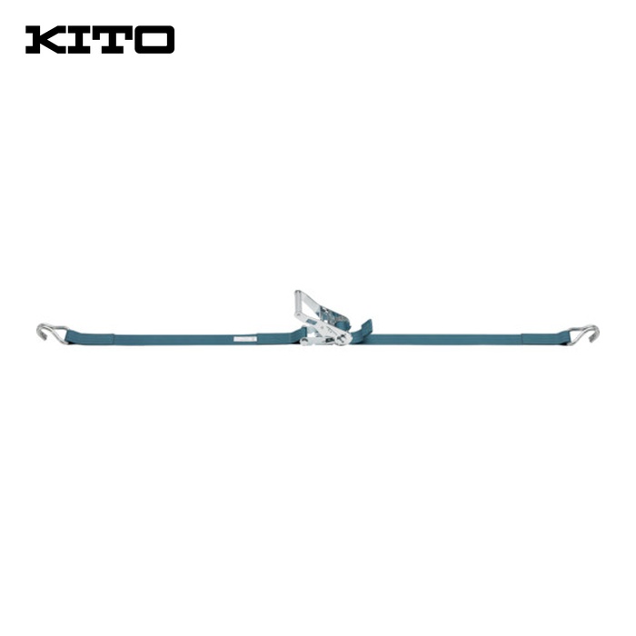 キトー BLR030HA010HA080 ベルトラッシング ラチェットバックル式 50mm幅 破断荷重30kN 最大使用力7.5kN 両端フックAタイプ 巻取側8m (1台)|工具ランドこだわり館