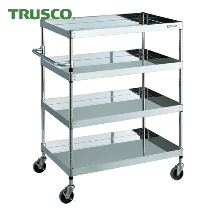 トラスコ TRUSCO ステンレス鋼手押し車 クリーンフェニックスワゴン SUS304 W750×D500×H1200 4段 SUS金具 (1台) CPE3-1274SC