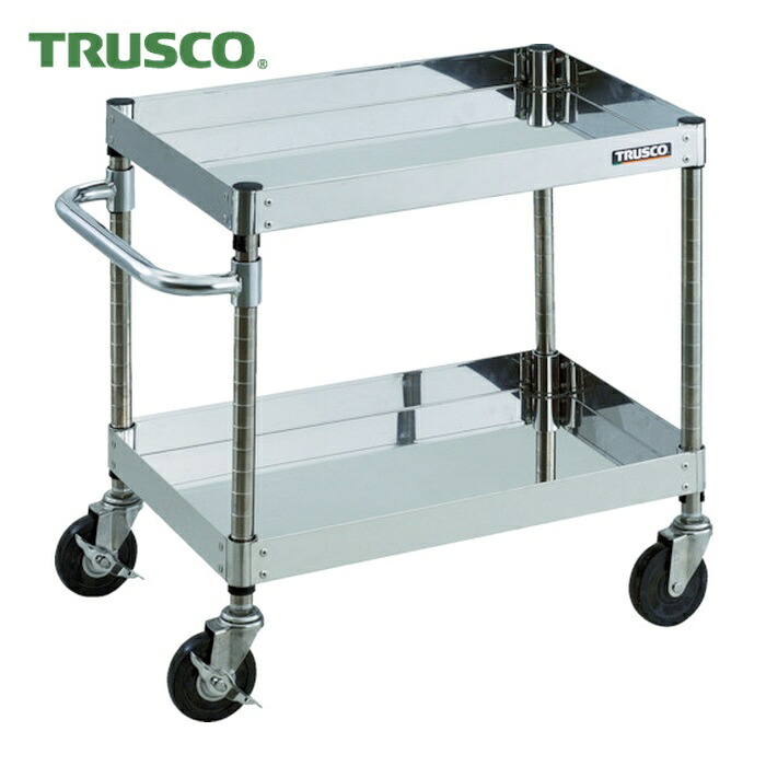 トラスコ TRUSCO ステンレスワゴン クリーンフェニックスワゴン SUS304 W600×D400×H600 2段 導電性ゴム車輪 (1台) CPE3-662SD