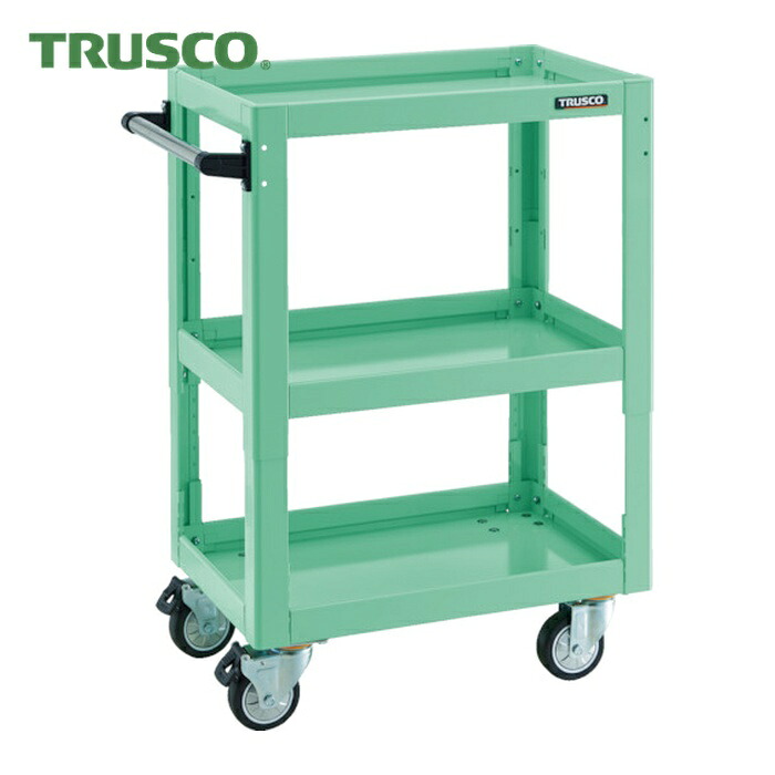 トラスコ TRUSCO ツールワゴン ドルフィン 高さ調節式 W600 4輪自在 ウレタン車輪 ヤンググリーン (1台) DLWS-A963UJ-YG｜工具ランドこだわり館