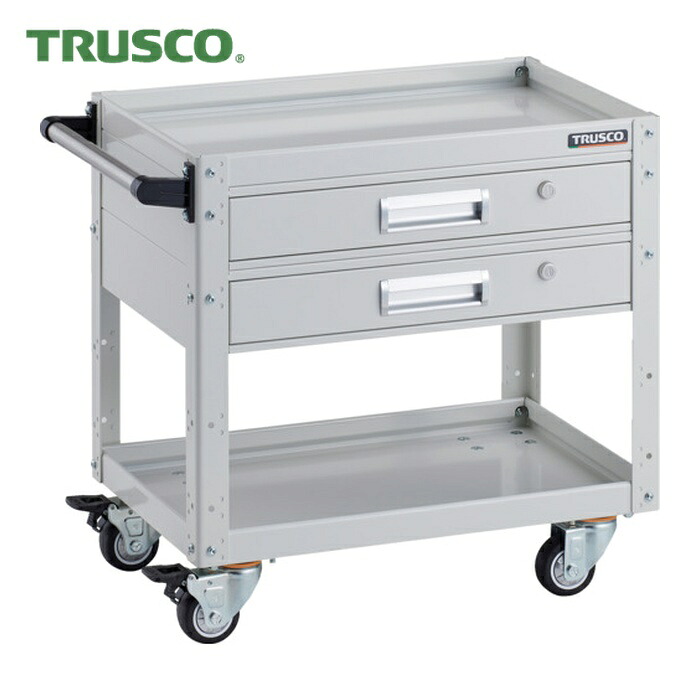 トラスコ TRUSCO ツールワゴン イーグルワゴン 750&times;500 2段引出付 ウレタン4輪自在 ホワイト (1台) EGW-672V2UJ-W｜工具ランドこだわり館